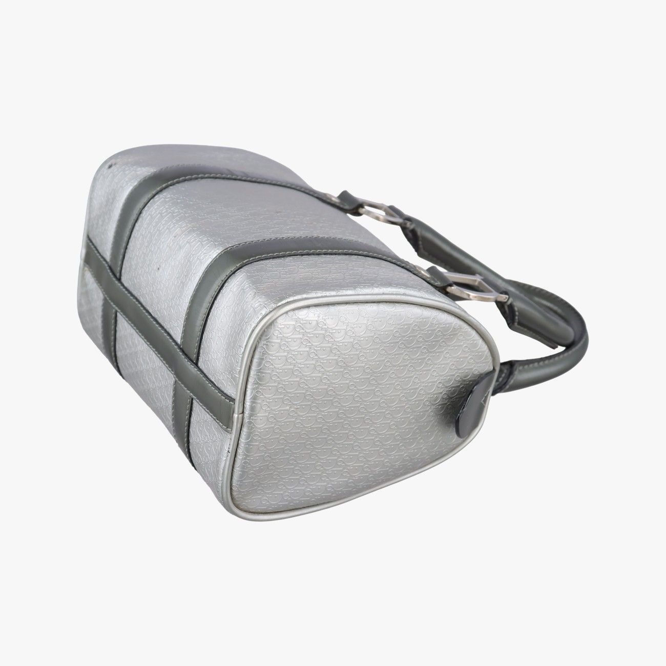 Dior Zucca Pattern Zucchino Glitter Logo Silver Gray Leather PZ Handbag — view 4
