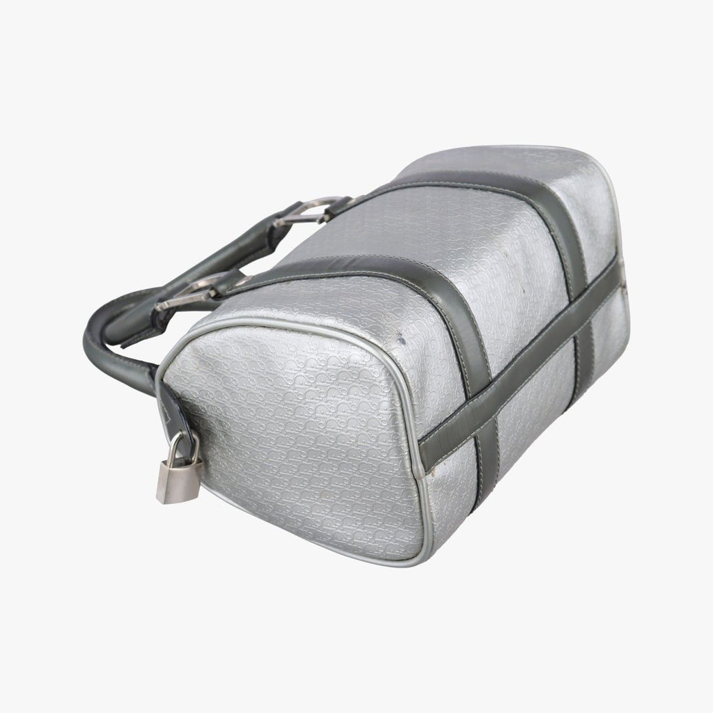 Dior Zucca Pattern Zucchino Glitter Logo Silver Gray Leather PZ Handbag — view 5