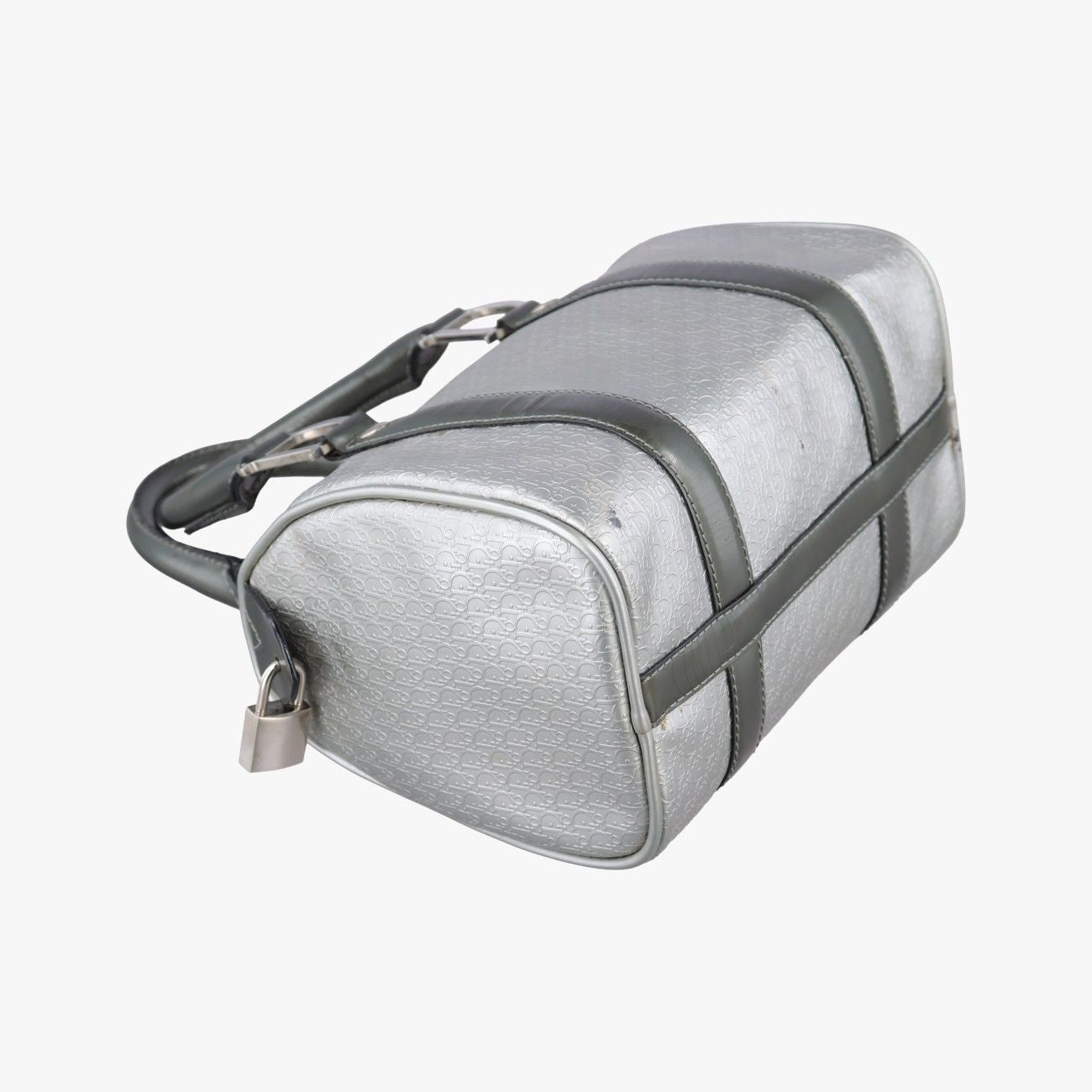 Dior Zucca Pattern Zucchino Glitter Logo Silver Gray Leather PZ Handbag — view 5