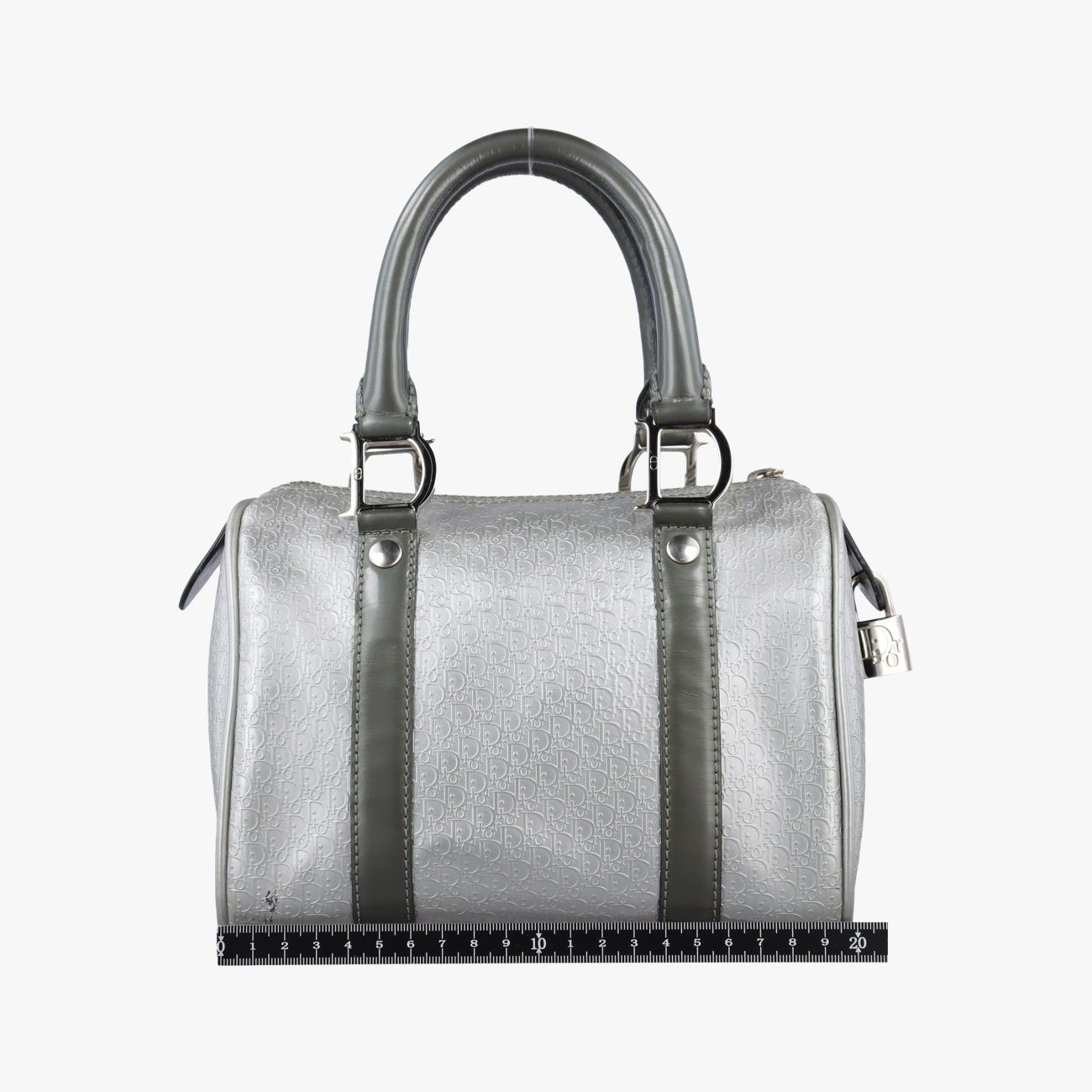 Dior Zucca Pattern Zucchino Glitter Logo Silver Gray Leather PZ Handbag — view 2