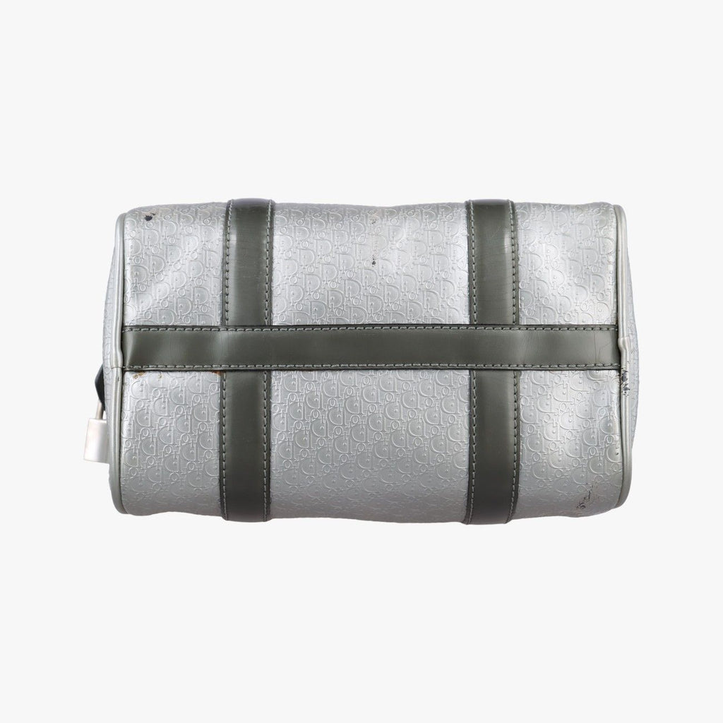 Dior Zucca Pattern Zucchino Glitter Logo Silver Gray Leather PZ Handbag — view 3