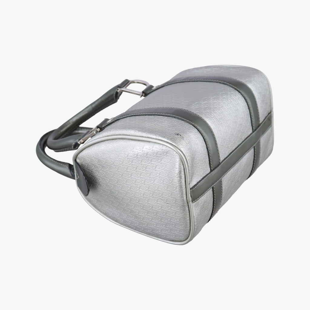 Dior Zucca Pattern Zucchino Glitter Logo Silver Gray Leather PZ Handbag — view 7