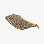 Fendi Zucchino Bijou Tobacco Brown Gold Jacquard Handbag — view 4