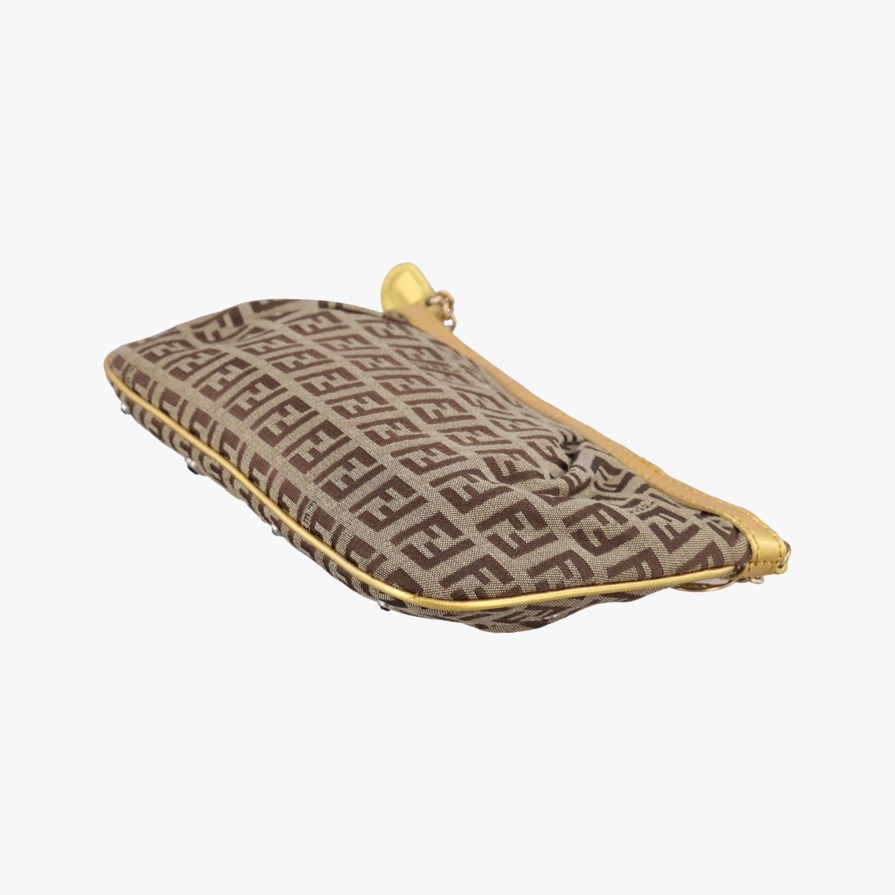 Fendi Zucchino Bijou Tobacco Brown Gold Jacquard Handbag — view 6