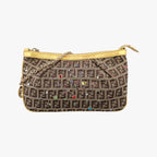 Fendi Zucchino Bijou Tobacco Brown Gold Jacquard Handbag