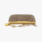 Fendi Zucchino Bijou Tobacco Brown Gold Jacquard Handbag — view 8