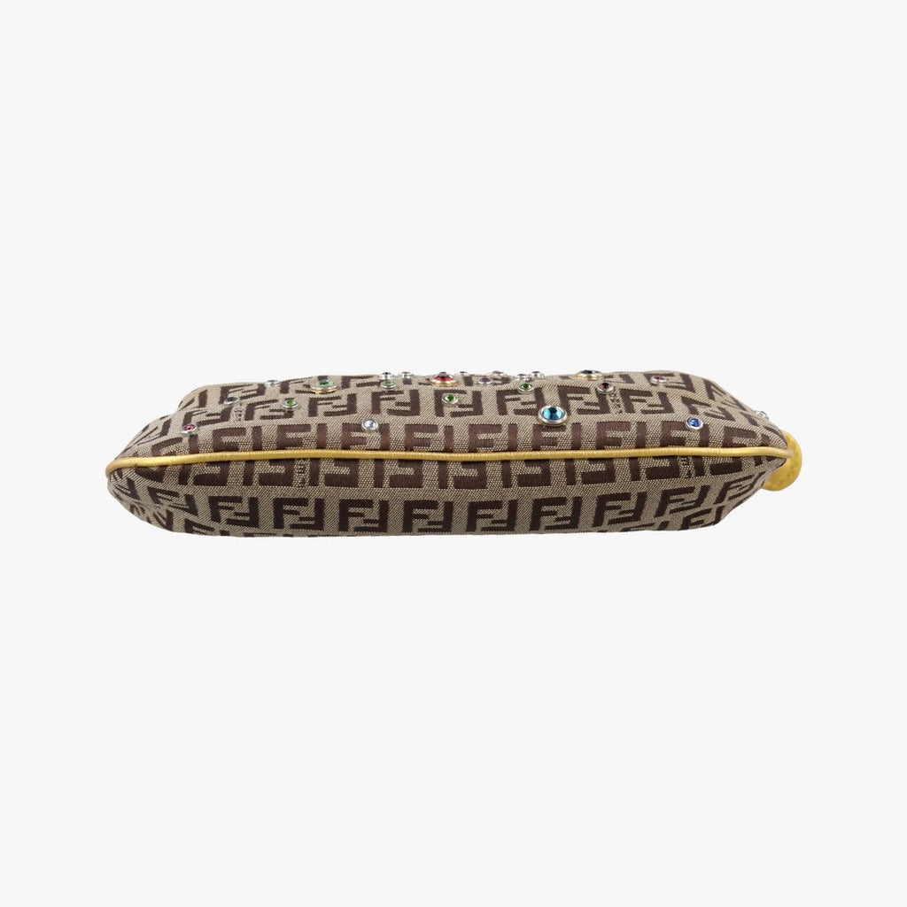 Fendi Zucchino Bijou Tobacco Brown Gold Jacquard Handbag — view 3