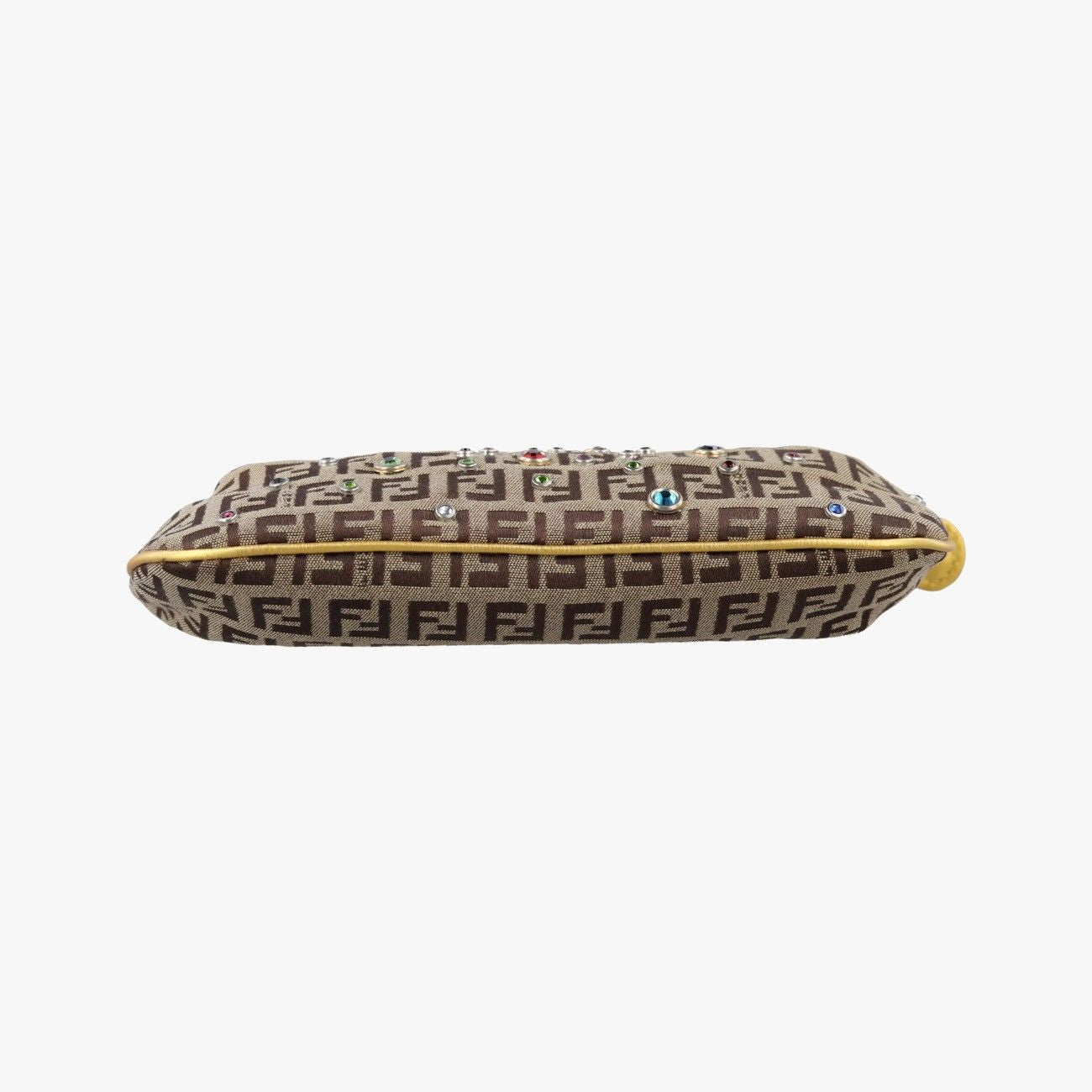 Fendi Zucchino Bijou Tobacco Brown Gold Jacquard Handbag — view 3
