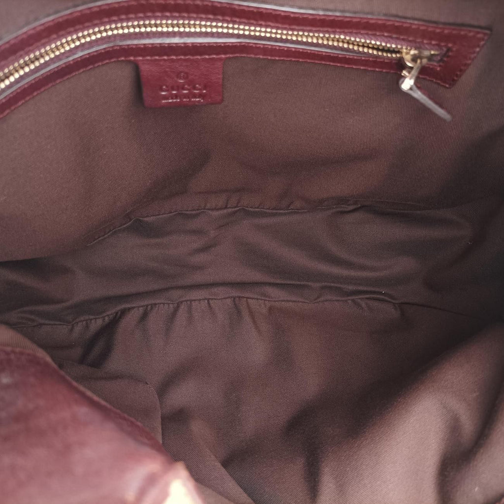 Gucci Charlotte Beige Bordeaux Canvas Leather Shoulder — view 9