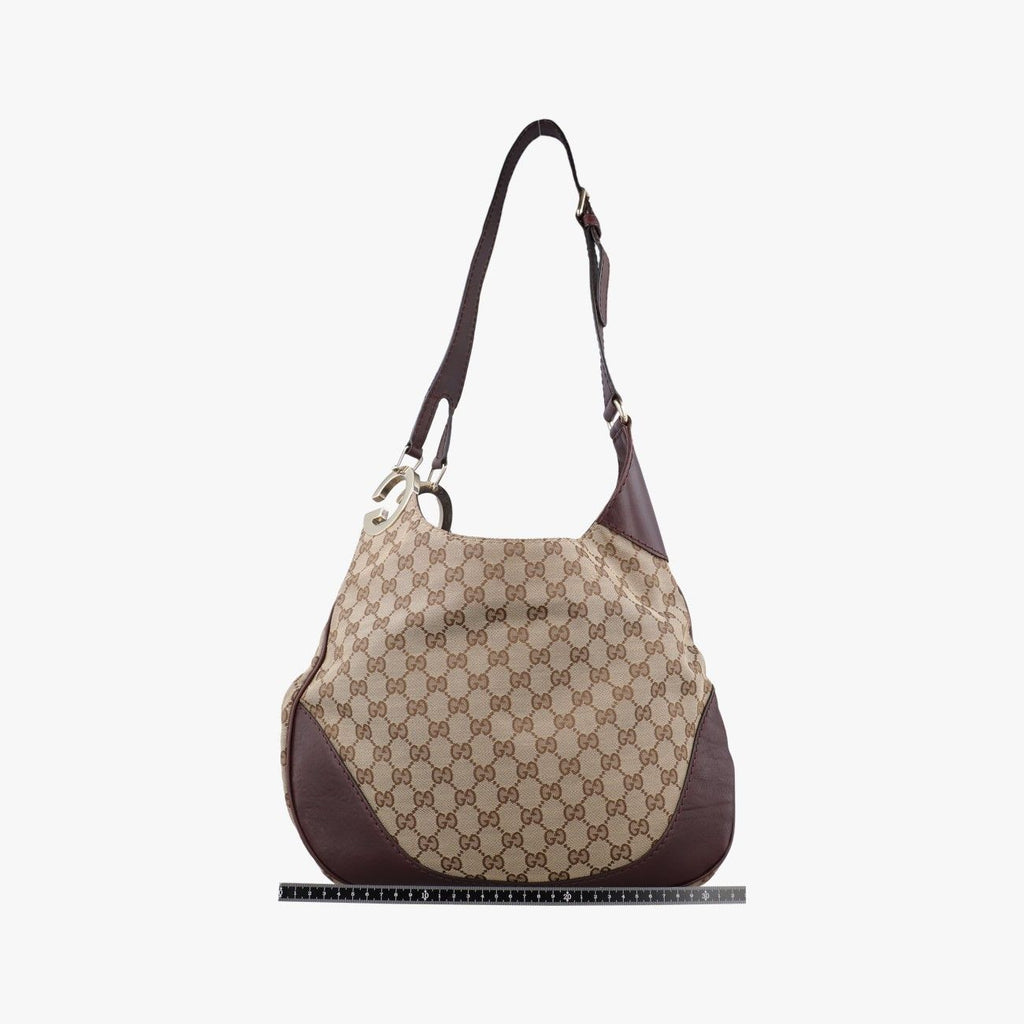 Gucci Charlotte Beige Bordeaux Canvas Leather Shoulder — view 2