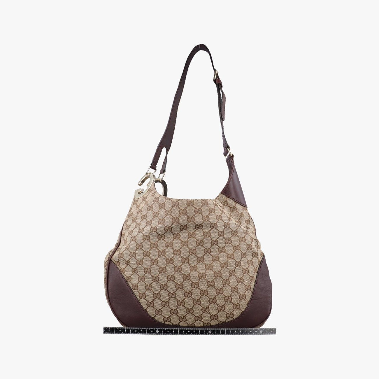 Gucci Charlotte Beige Bordeaux Canvas Leather Shoulder — view 2