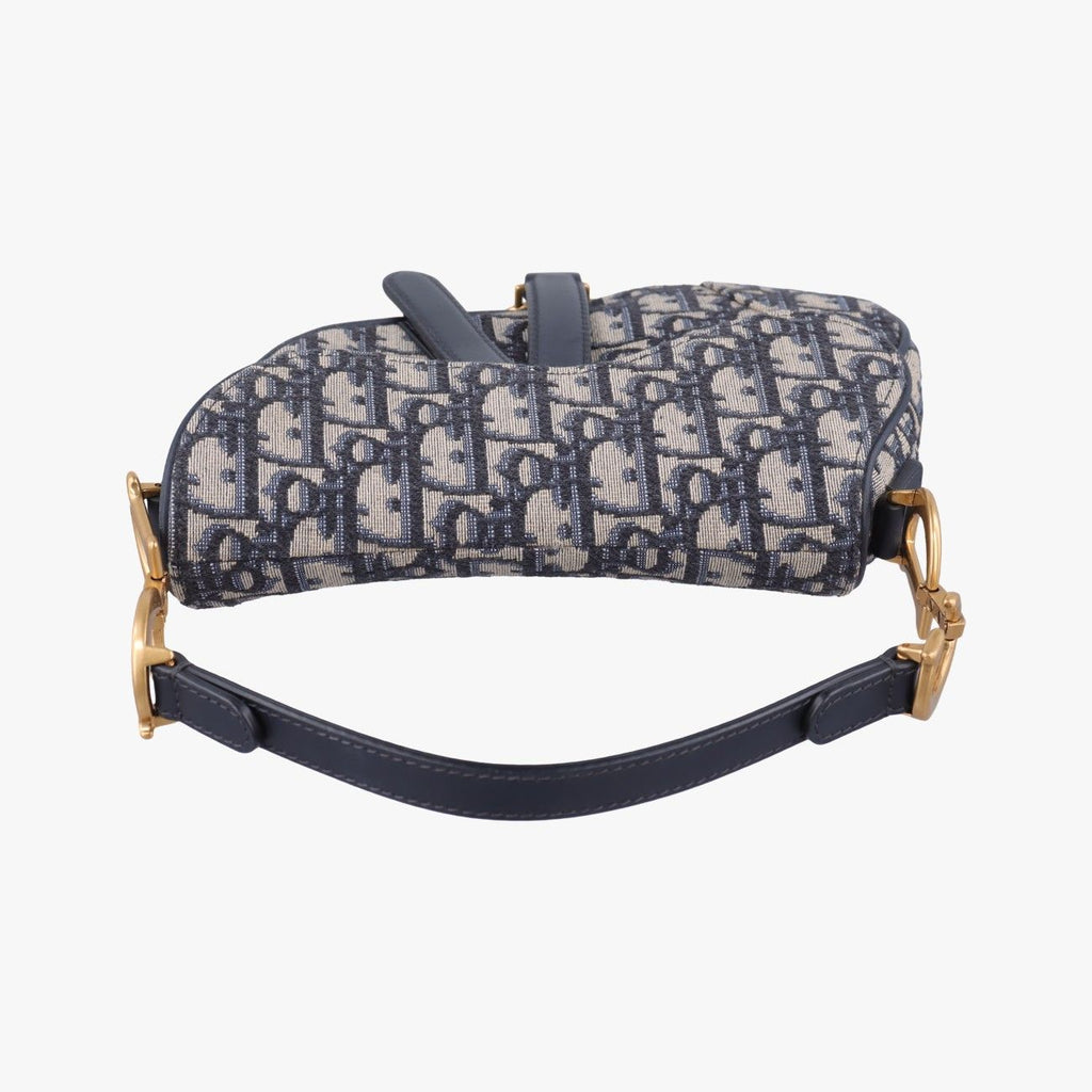 Dior Saddle Navy Jacquard Handbag — view 8