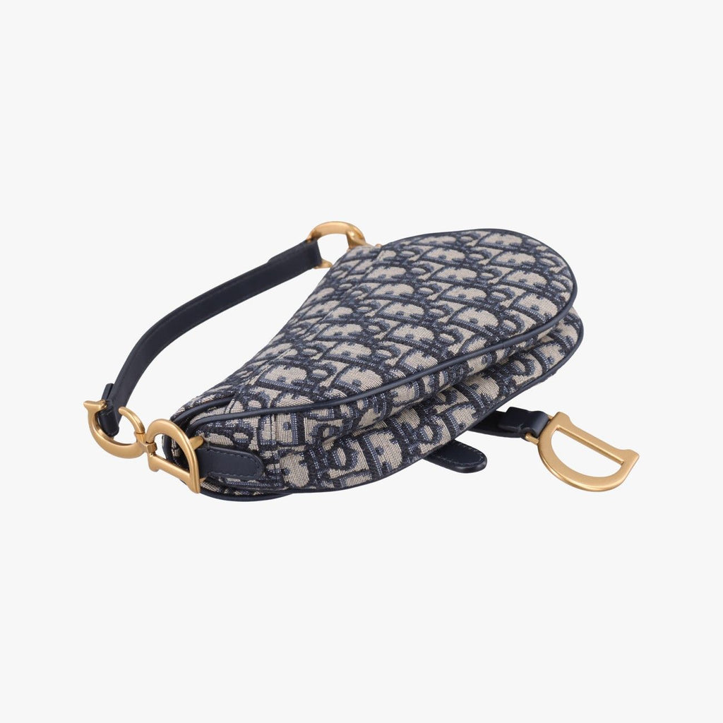 Dior Saddle Navy Jacquard Handbag — view 7