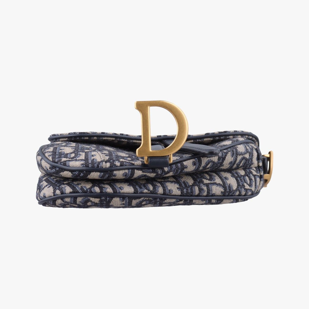 Dior Saddle Navy Jacquard Handbag — view 3