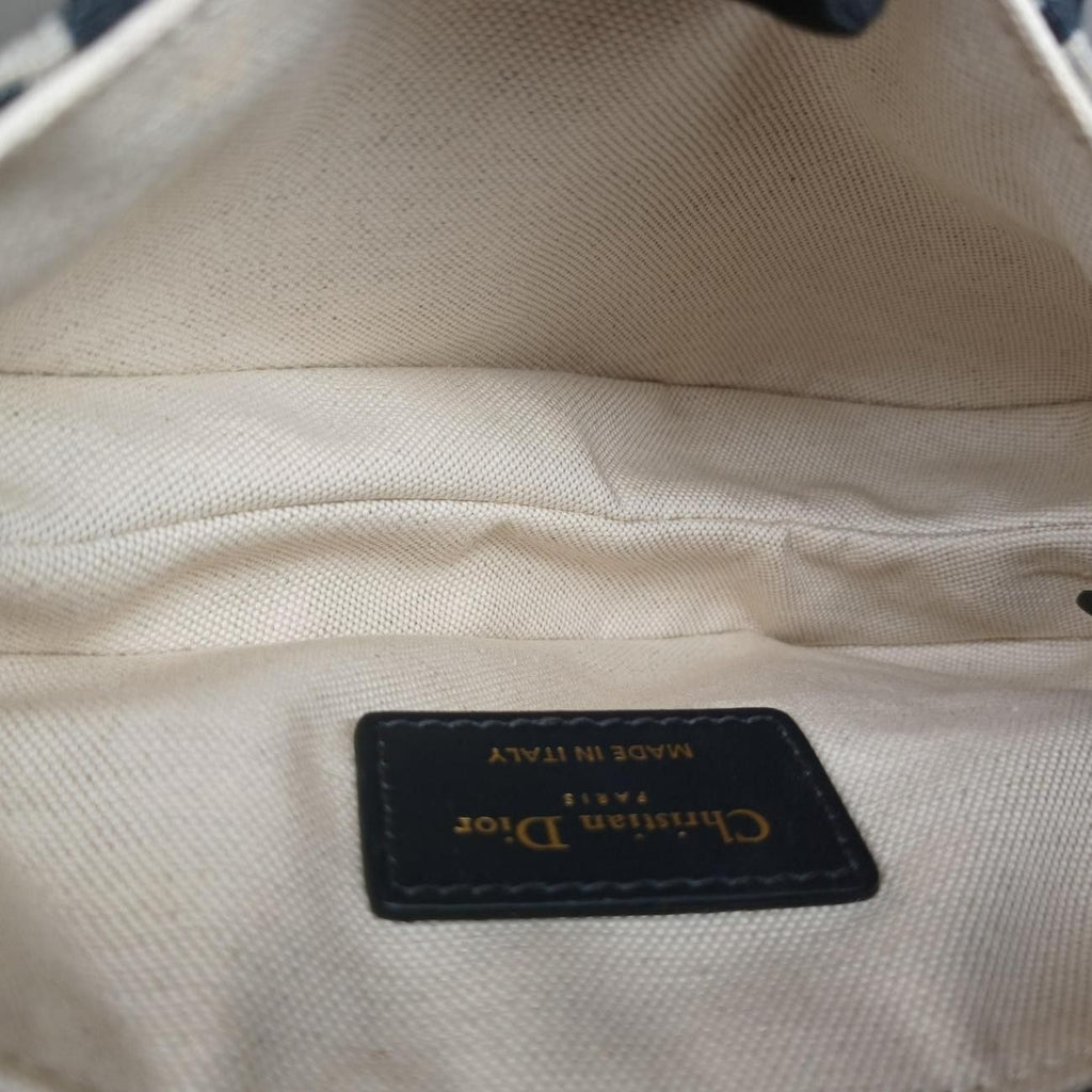 Dior Saddle Navy Jacquard Handbag — view 9