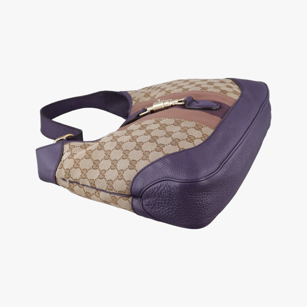 Gucci Jackie Beige Purple Canvas Leather Shoulder — view 5