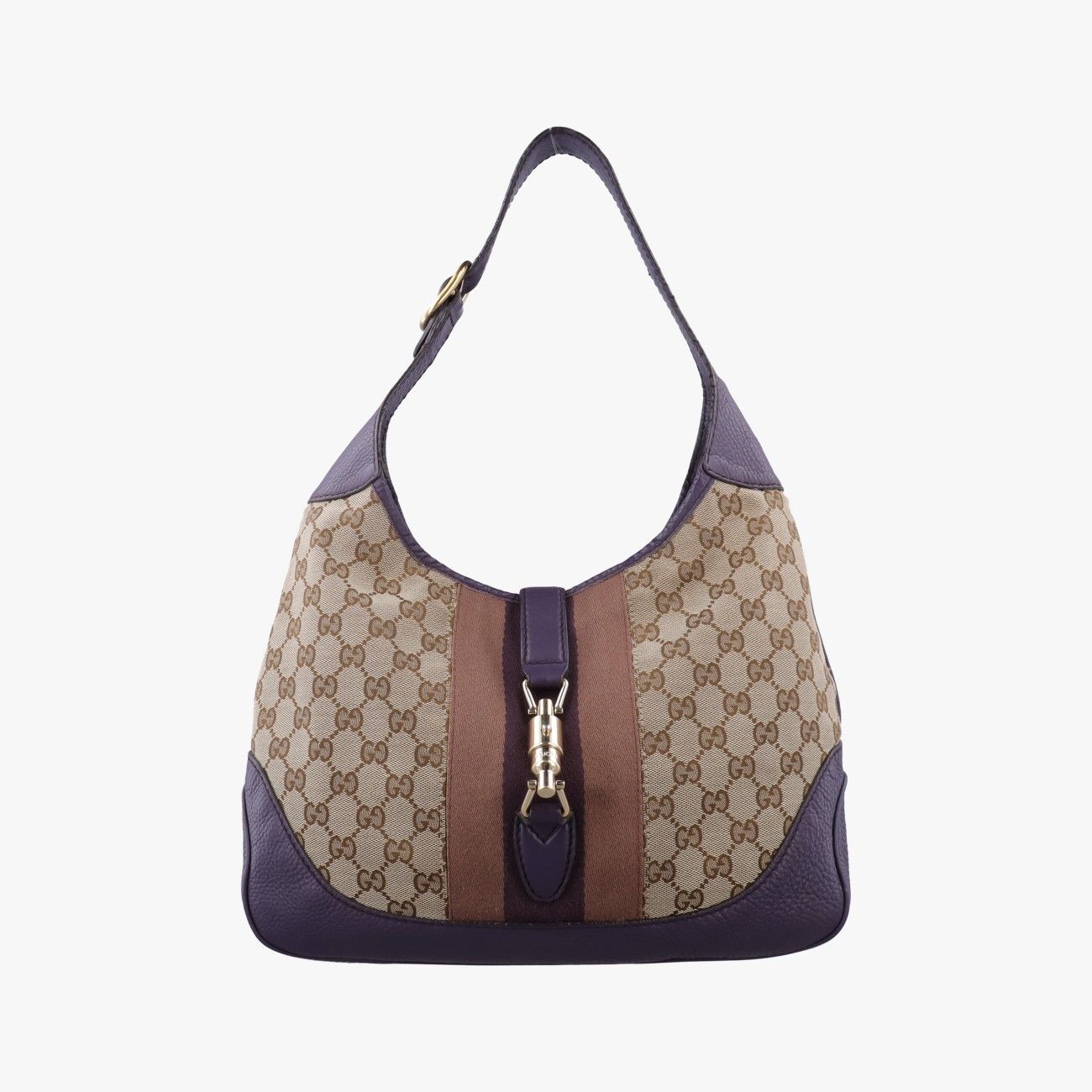 Gucci Jackie Beige Purple Canvas Leather Shoulder