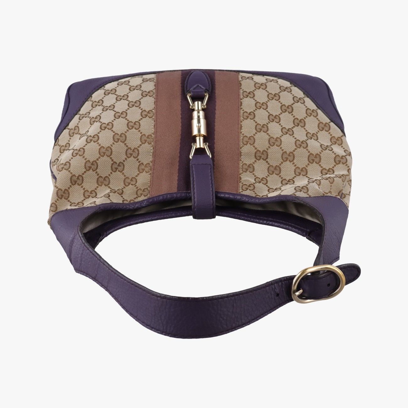 Gucci Jackie Beige Purple Canvas Leather Shoulder — view 8