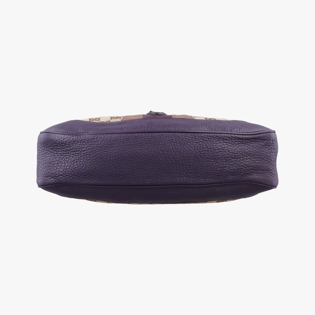 Gucci Jackie Beige Purple Canvas Leather Shoulder — view 3