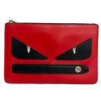 Fendi Clutch Bugs Red Black Leather