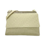 Bottega Veneta Shoulder Bag Ivory Silver Intrecciato Leather