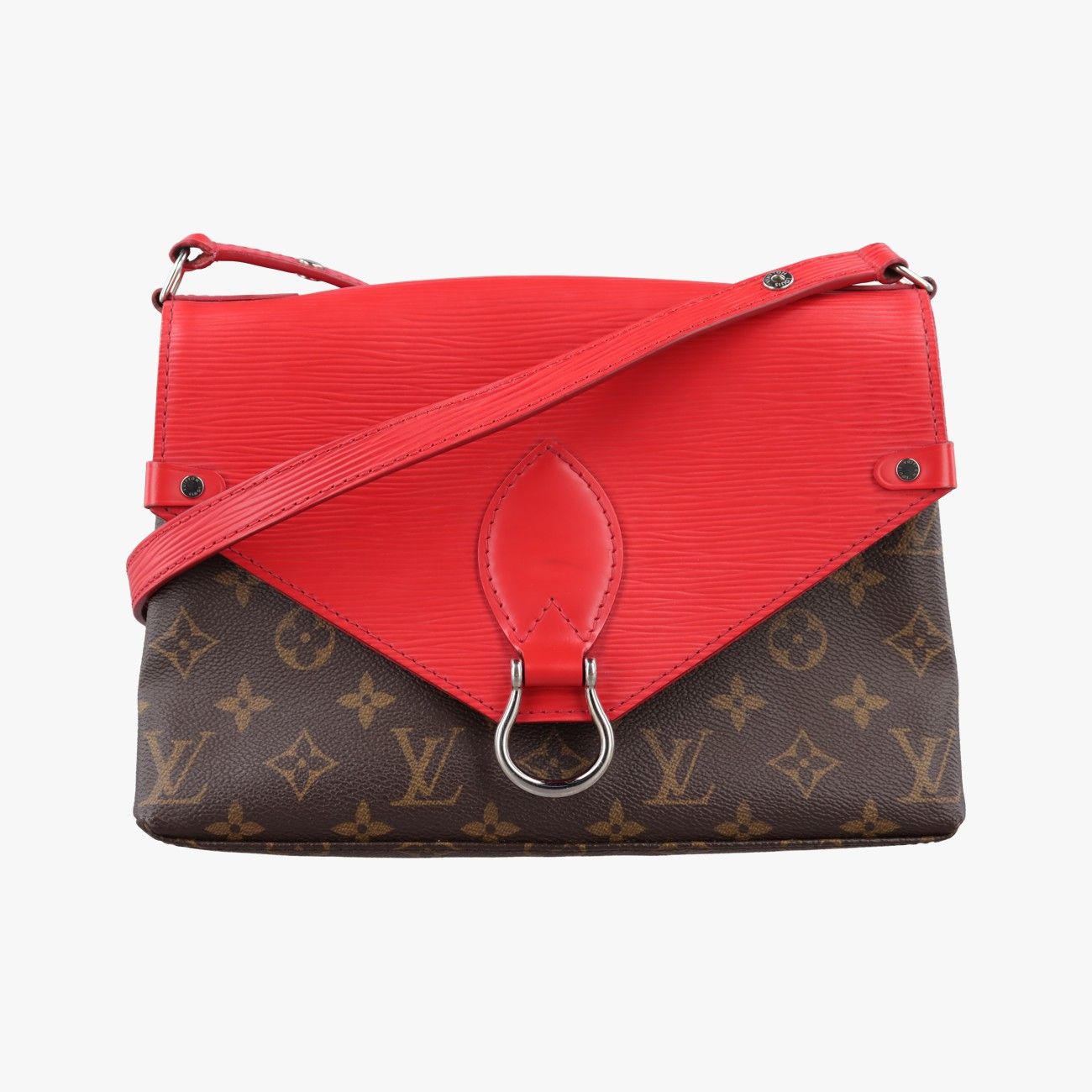 Louis Vuitton Saint Michel Monogram Brown Coquelicot Canvas Epi Shoulder