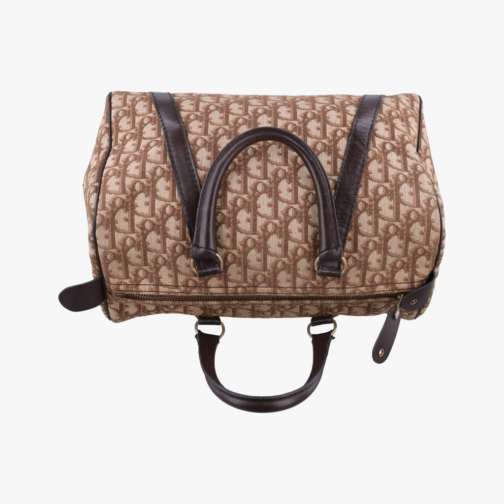 Dior Trotter Brown Canvas Leather Handbag — view 8