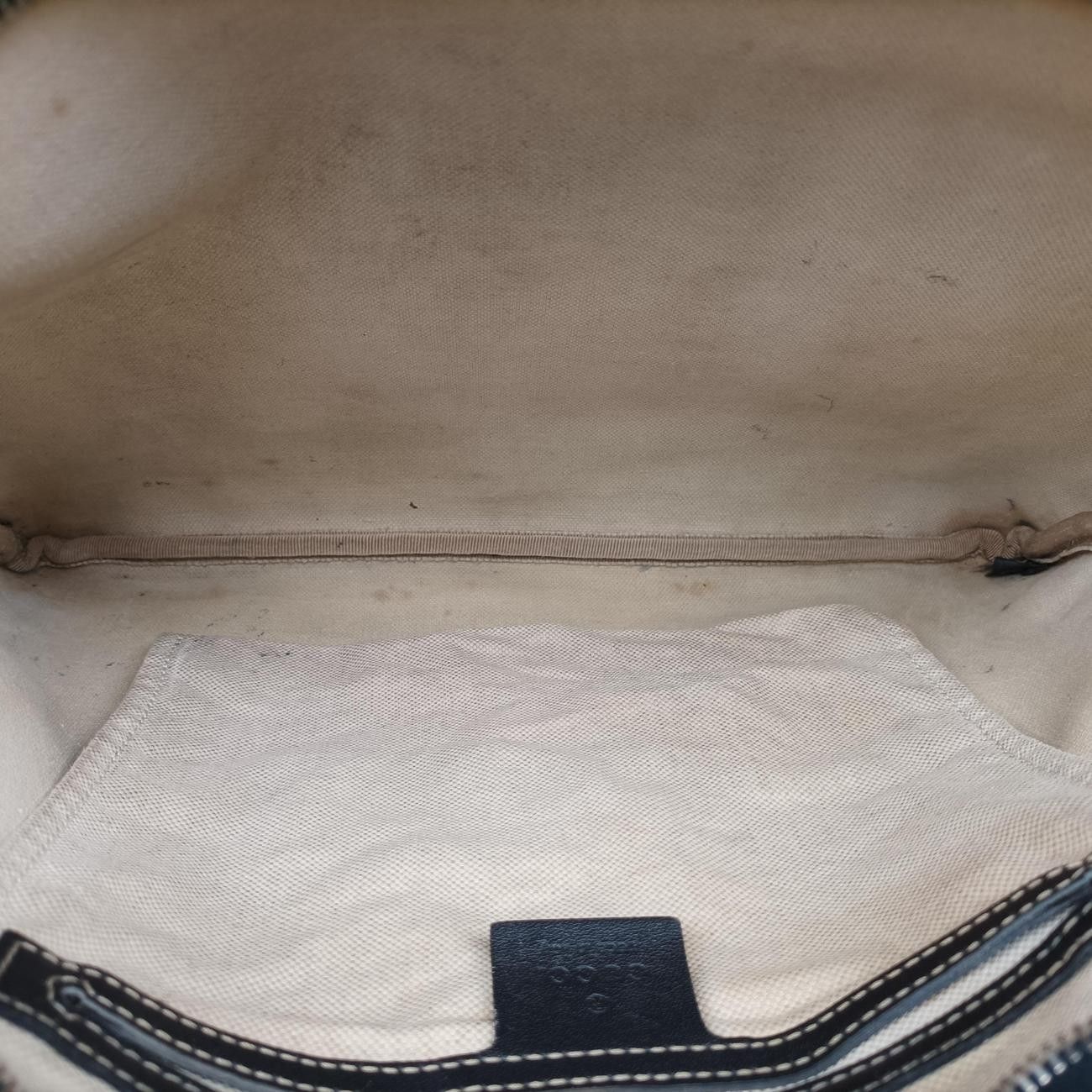 Gucci GG Plus Supreme Beige Navy Canvas Leather Shoulder — view 9