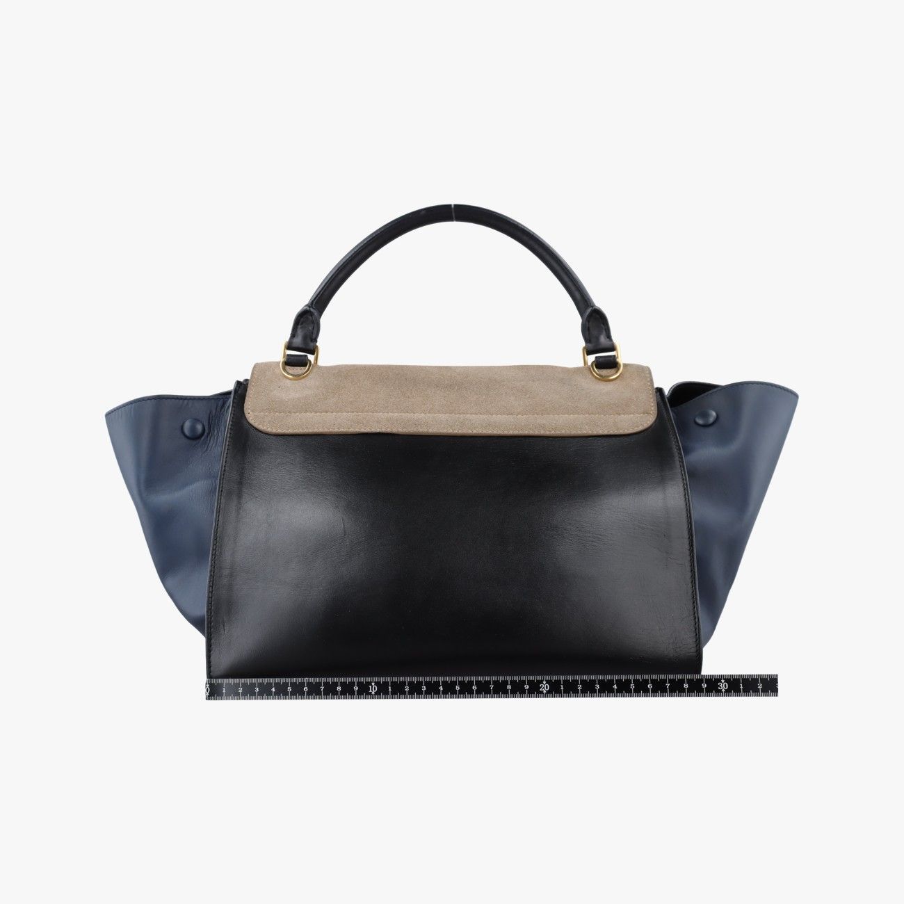 Celine Trapeze Beige Black Blue Suede Leather Shoulder — view 2