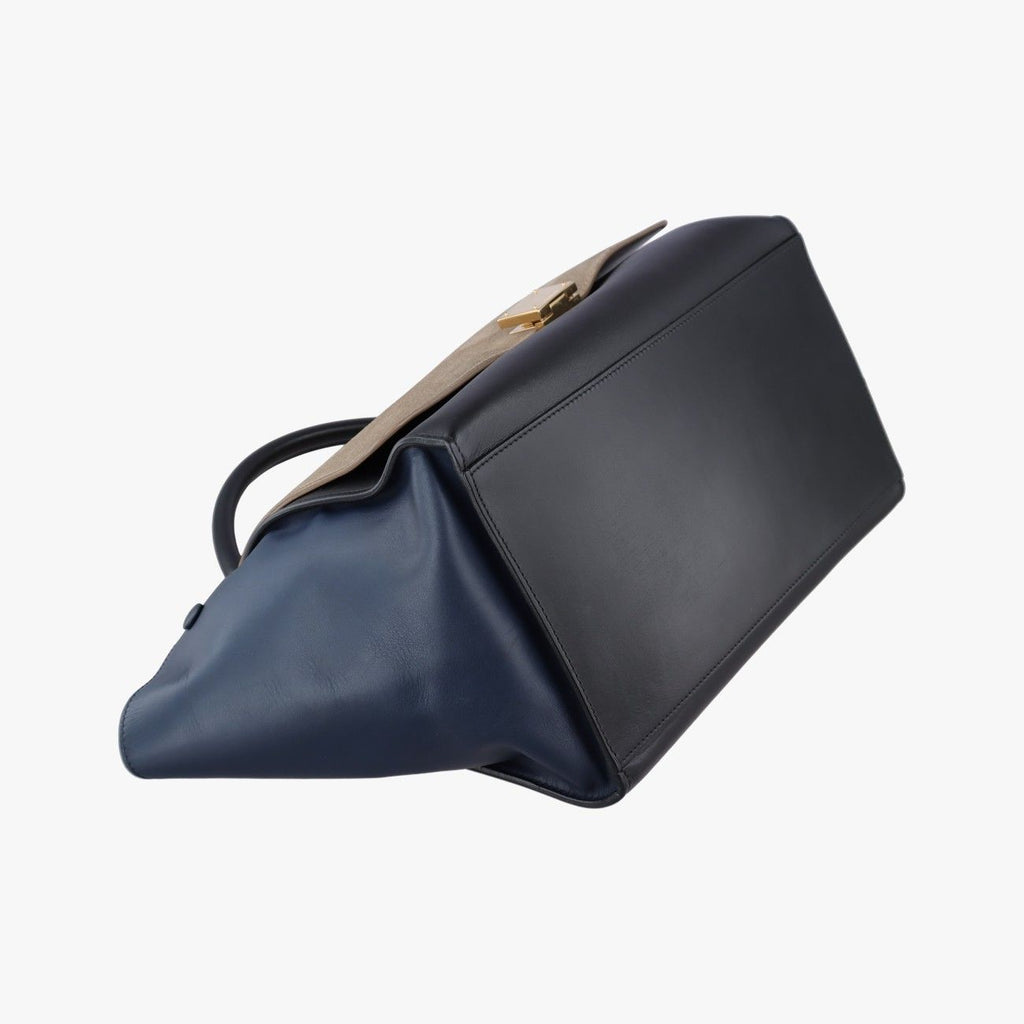 Celine Trapeze Beige Black Blue Suede Leather Shoulder — view 5