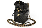 Chanel Chain Shoulder Bag Mini Cube Quilted Lambskin Black Gold