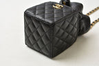 Chanel Chain Shoulder Bag Mini Cube Quilted Lambskin Black Gold — view 4
