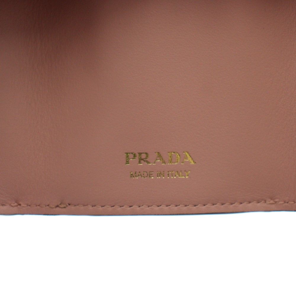 Prada Saffiano Wallet Trifold Coin Purse Leather Gray Pink — view 3