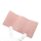 Prada Saffiano Wallet Trifold Coin Purse Leather Gray Pink — view 6