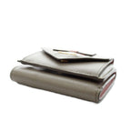 Prada Saffiano Wallet Trifold Coin Purse Leather Gray Pink — view 4