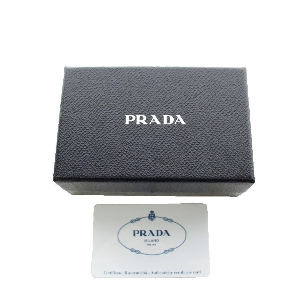 Prada Saffiano Wallet Trifold Coin Purse Leather Gray Pink — view 9