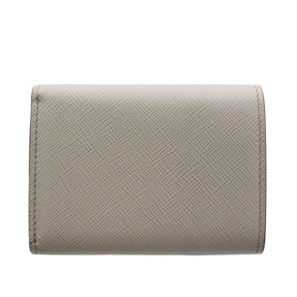Prada Saffiano Wallet Trifold Coin Purse Leather Gray Pink — view 2