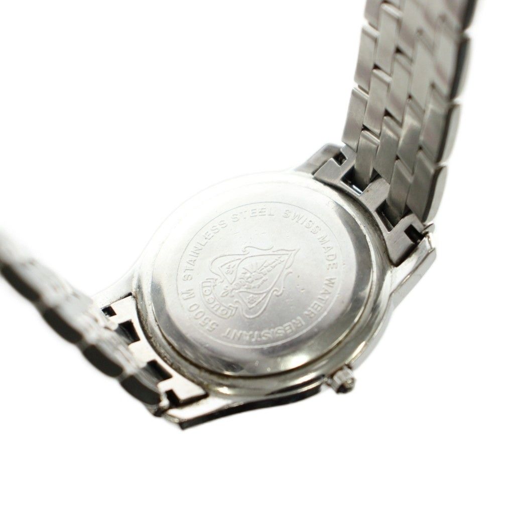 Gucci Watch Analog 3 Hand Round Face Quartz Black Dial Silver — view 2
