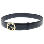 Gucci Interlocking Buckle Leather Belt Black