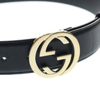 Gucci Interlocking Buckle Leather Belt Black — view 4