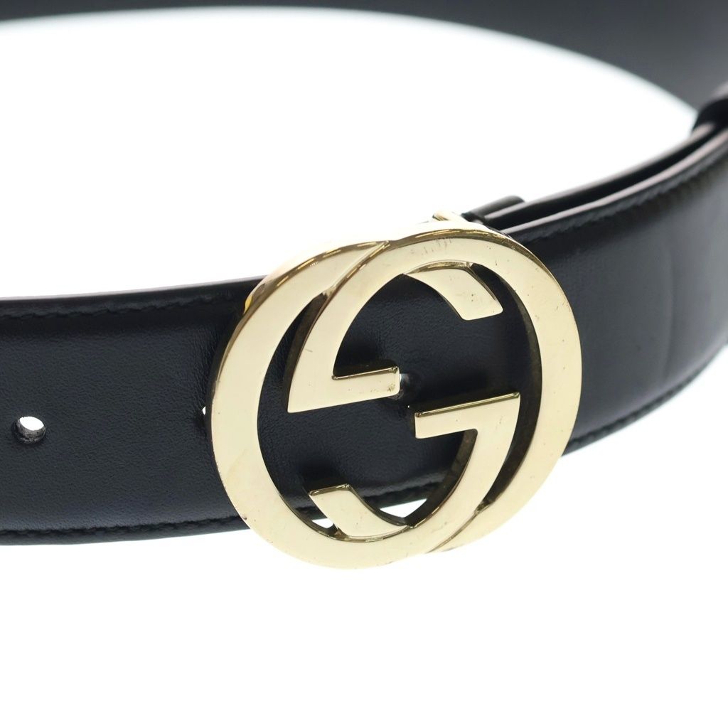 Gucci Interlocking Buckle Leather Belt Black — view 4