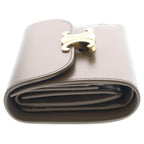 Celine Triomphe Small Flap Wallet Compact Trifold Gray Leather Gold — view 3
