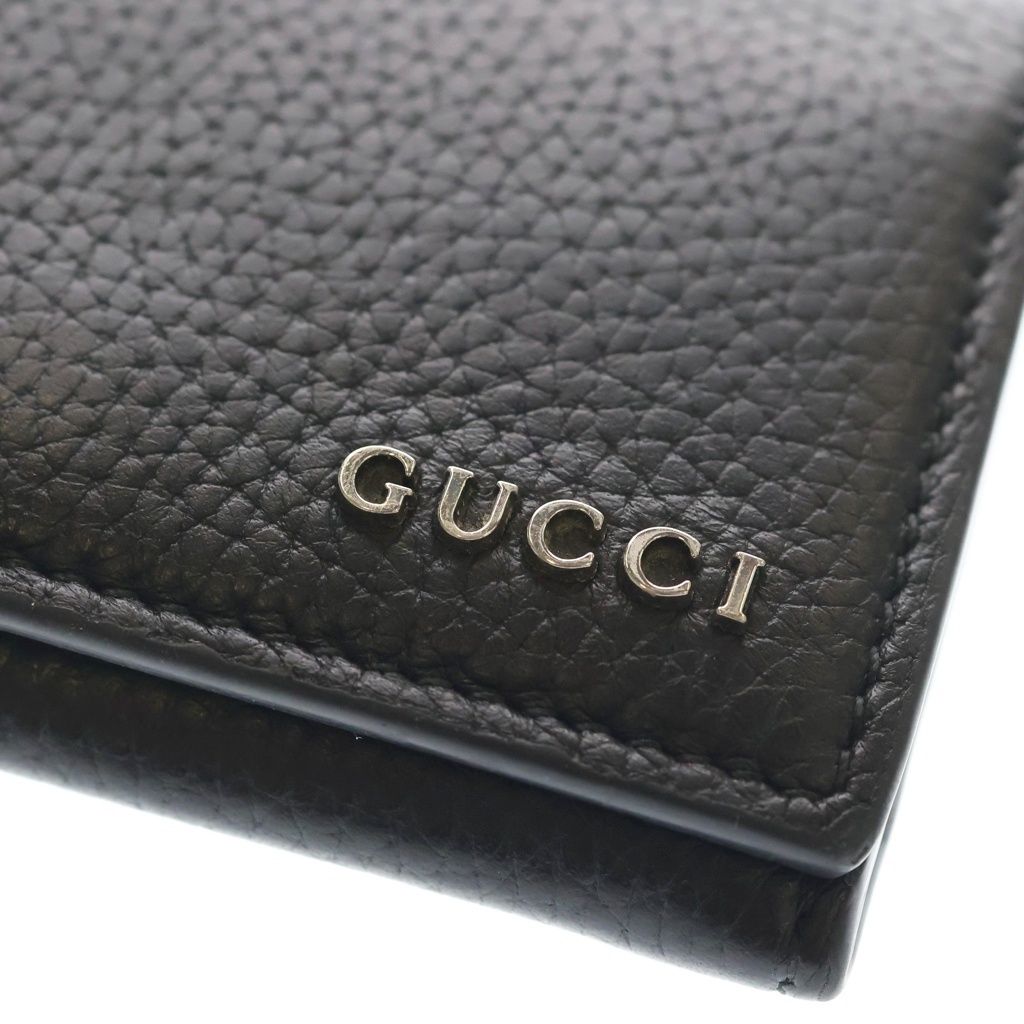 Gucci Logo Leather Card Case Silver Black — view 5