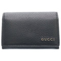 Gucci Logo Leather Card Case Silver Black