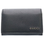 Gucci Logo Leather Card Case Silver Black