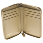 Chanel CC Logo Quilted Caviar Leather Round Zip Compact Wallet Beige Gold — view 4