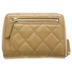 Chanel CC Logo Quilted Caviar Leather Round Zip Compact Wallet Beige Gold — view 2