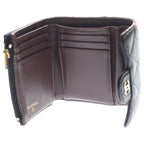 Chanel CC Logo Quilted Caviar Leather Compact Wallet Trifold Black Gold — view 4