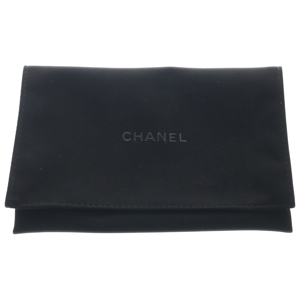 Chanel CC Logo Quilted Caviar Leather Compact Wallet Trifold Black Gold — view 6