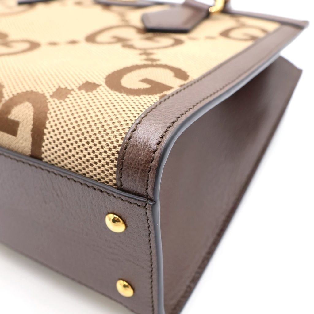 Gucci Jumbo GG Diana Bamboo Canvas Leather 2-Way Shoulder Bag Brown — view 5